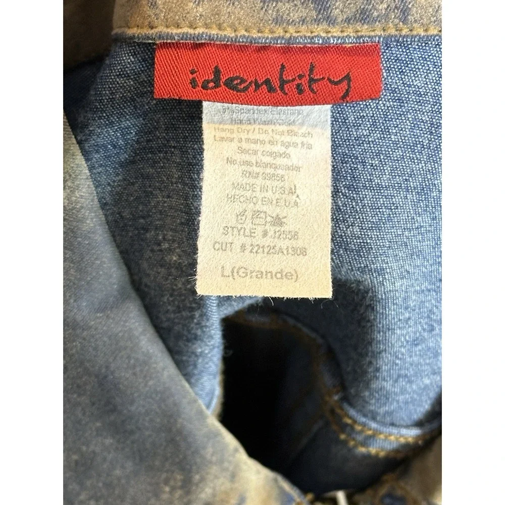 Vintage Y2K Denim Jacket Women Large Tan Blue Ombré Faded Indie Bratz‎ Identity